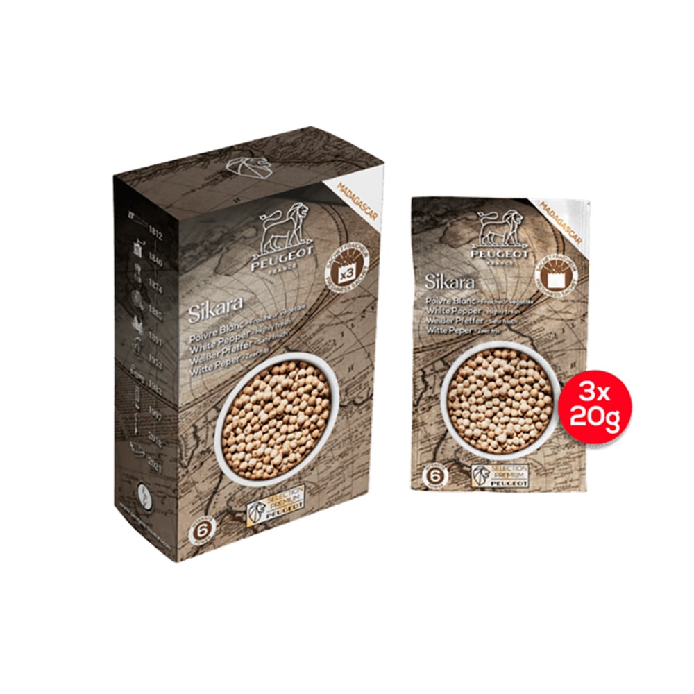 Peugeot Sikara Madagascan White Pepper Refill, Set of 3