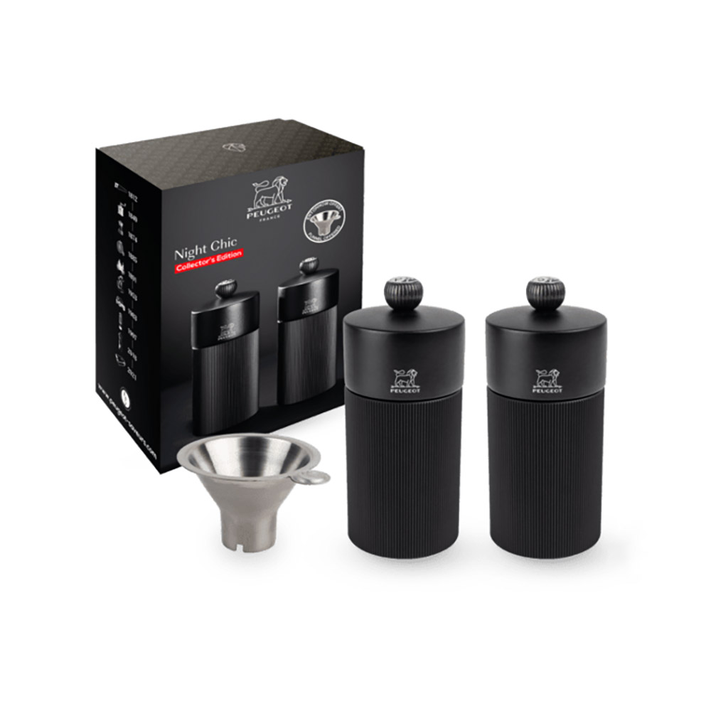 طقم هدية مطحنة ملح ومطحنة فلفل، نايت شيك لاين، بيجو