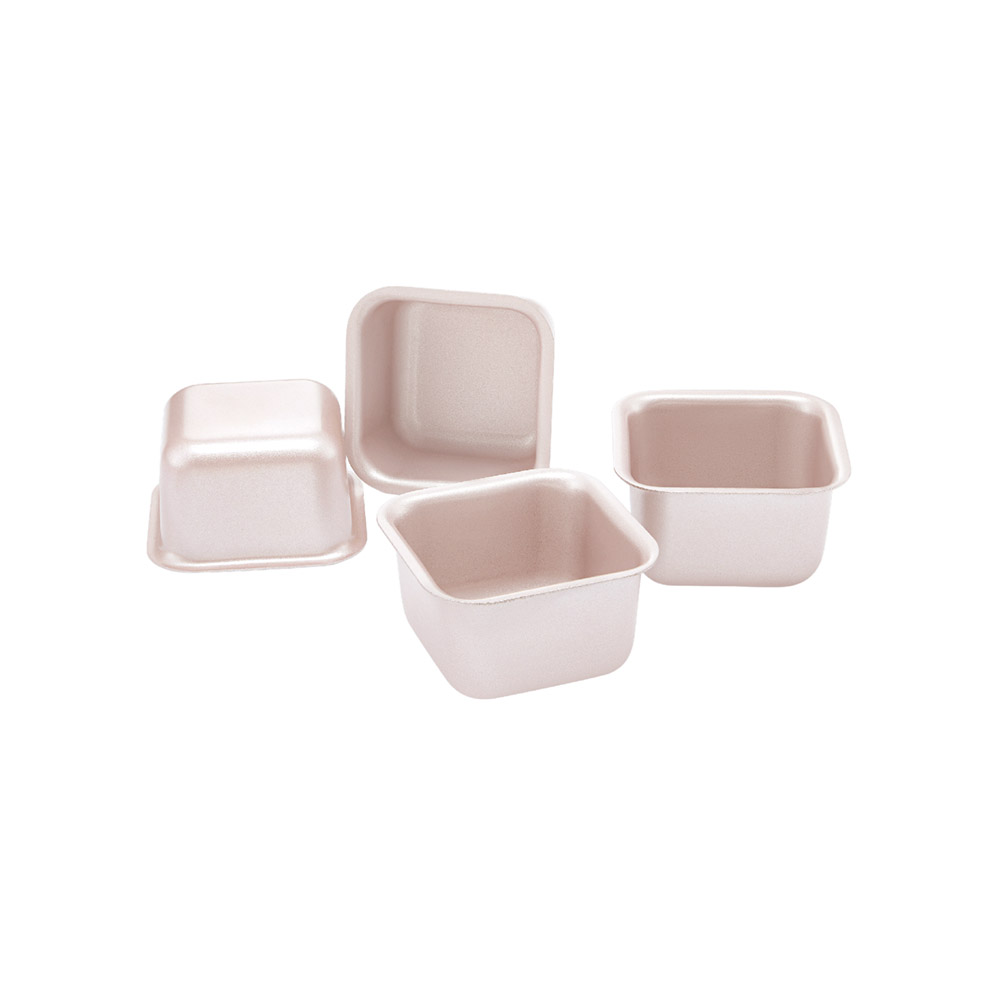 طقم 4 قطع قوالب مافن مربعة، 7 سنتم، مانعة للالتصاق، شيفمايد