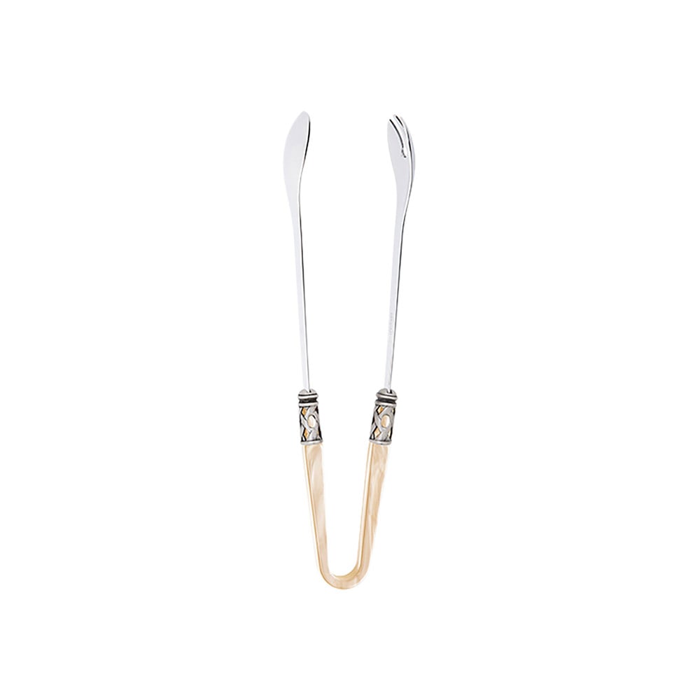 Aladdin Old Silver Plated Salad Tongs, Ivory