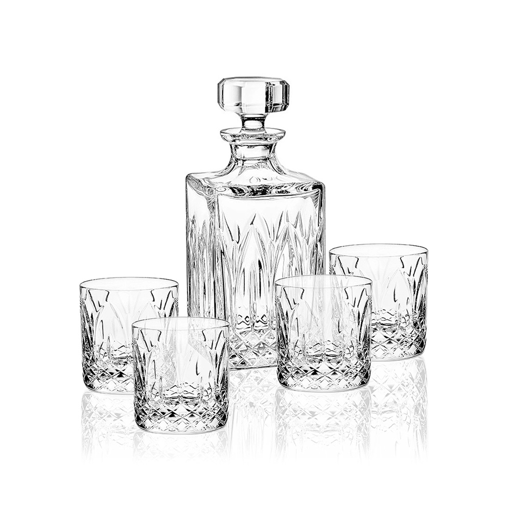 طقم 5 قطع، إناء دبليو إس كيه وأكواب بتصميم تشارتريز، أتلانتس كريستال