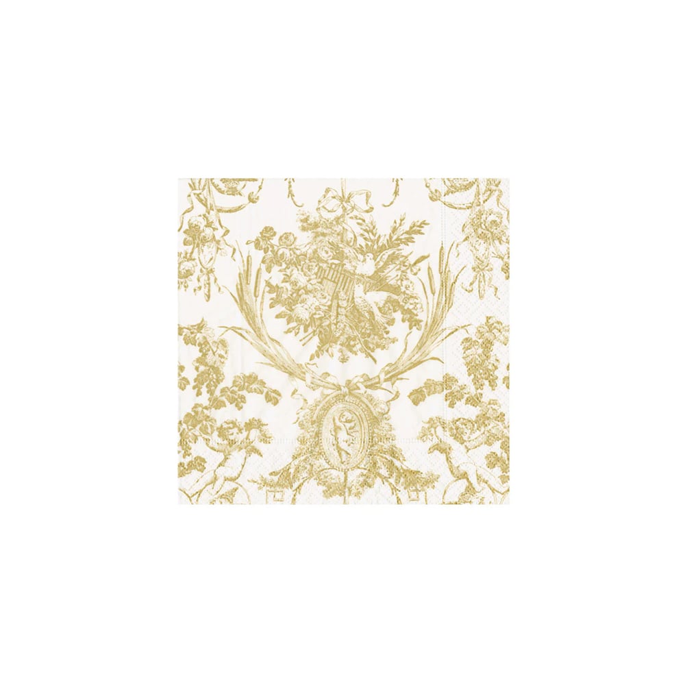 علبة 20 مناديل لانش ورقية أبيض وذهبي، كاسباري