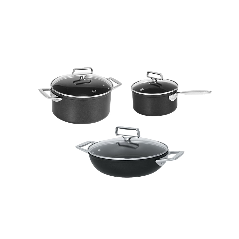 طقم 3 أواني طبخ مانعة للالتصاق ألترالو، كاستل برو، كريستل