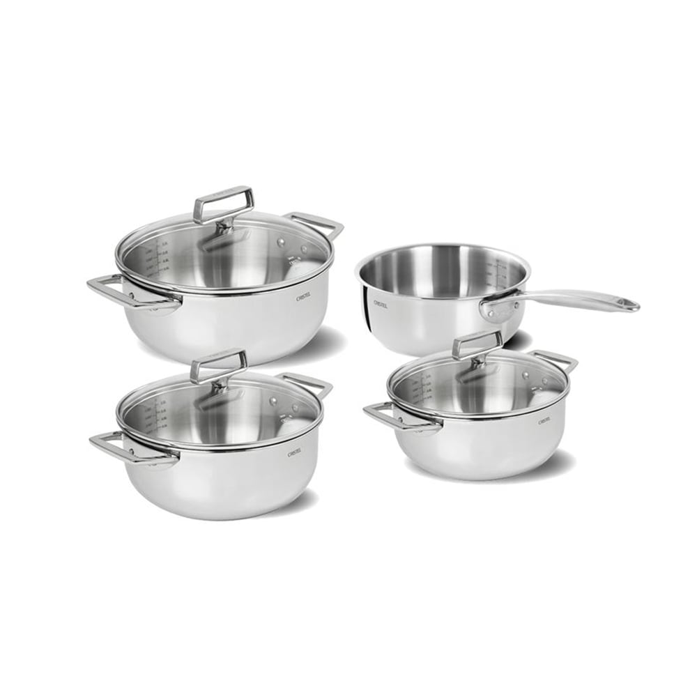 طقم 4 أواني طبخ متعددة الطبقات، كاستل برو، كريستل