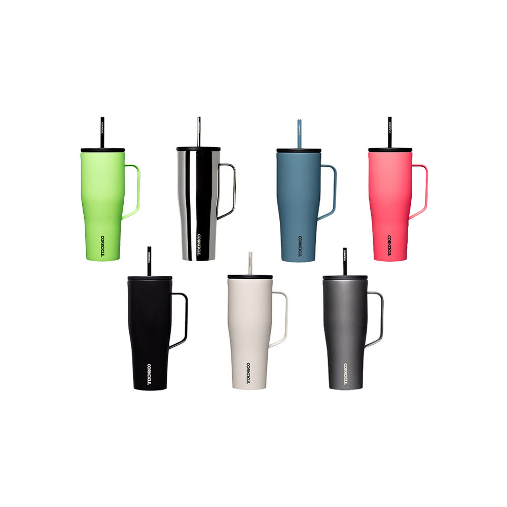 كوب معزول مع قشة ومقبض، 887 ملليتر كولد كب إكس إل، كوركسيكل