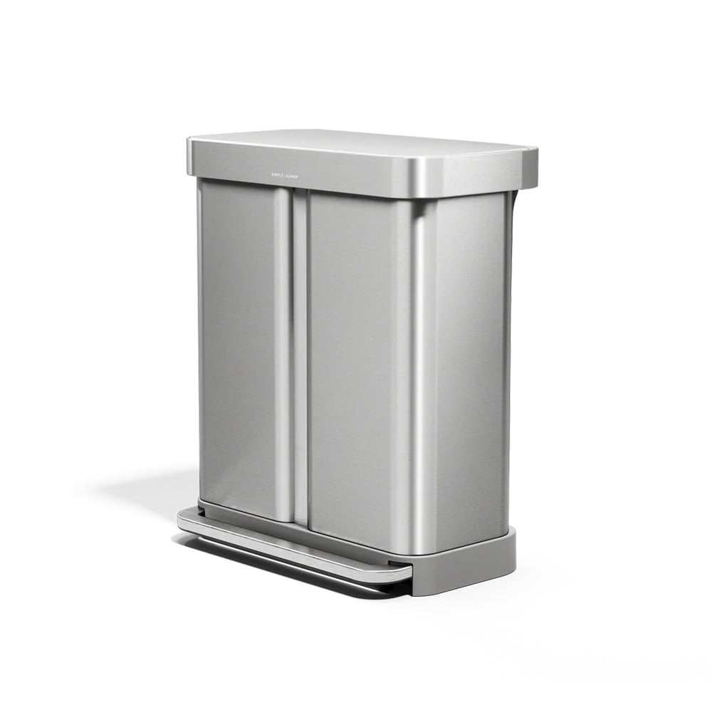 سلة مهملات إعادة التدوير مزدوجة مع دواسة 58 ليتر، سيمبل هيومان