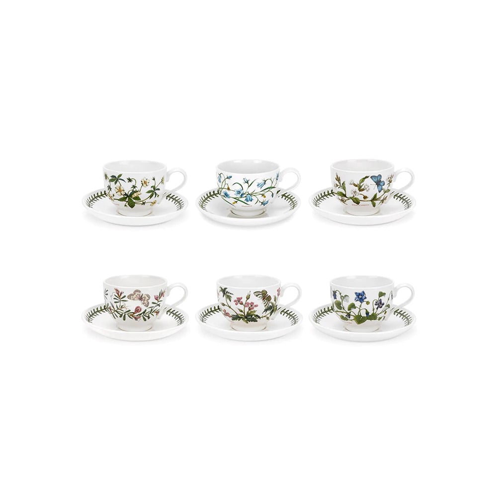 طقم 6 أكواب وأطباق إفطار صباحي، بوتانيك جاردن، بورتميريون 