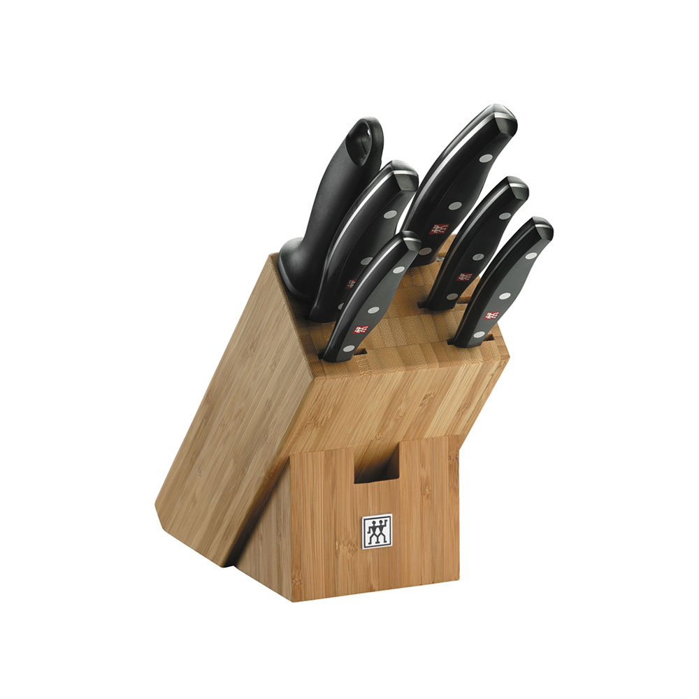 طقم 7 قطع سكاكين مع حاملة ومسن فولاذي، توين بولوكس، زويلينج