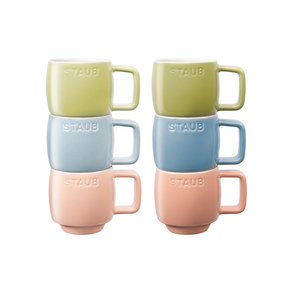 طقم 6 أكواب سيراميك ماكارون 100 ملليتر، ستوب