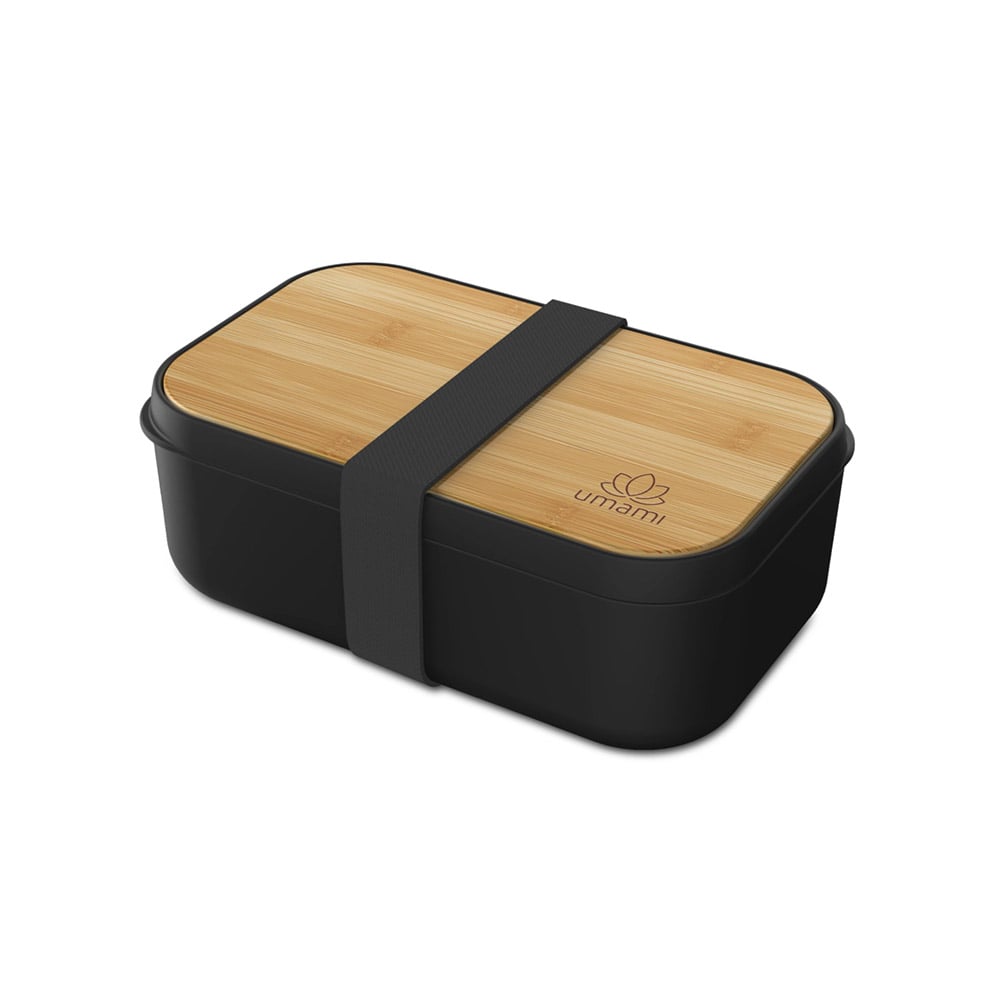 علبة طعام بينتو، طبقة واحدة، 1 ليتر، خشب خيزران وأسود، أومامي 