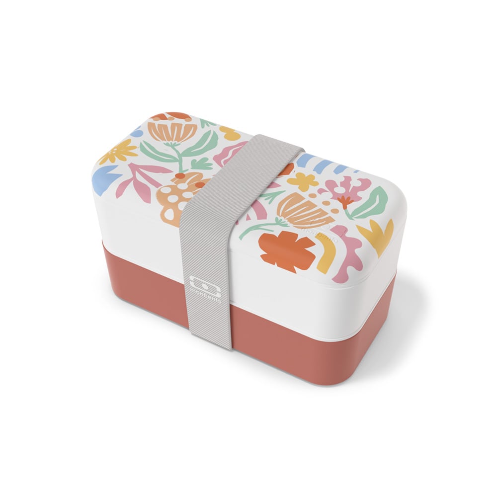 علبة طعام بينتو أوريجينال وردي نقشة زهور، مونبينتو