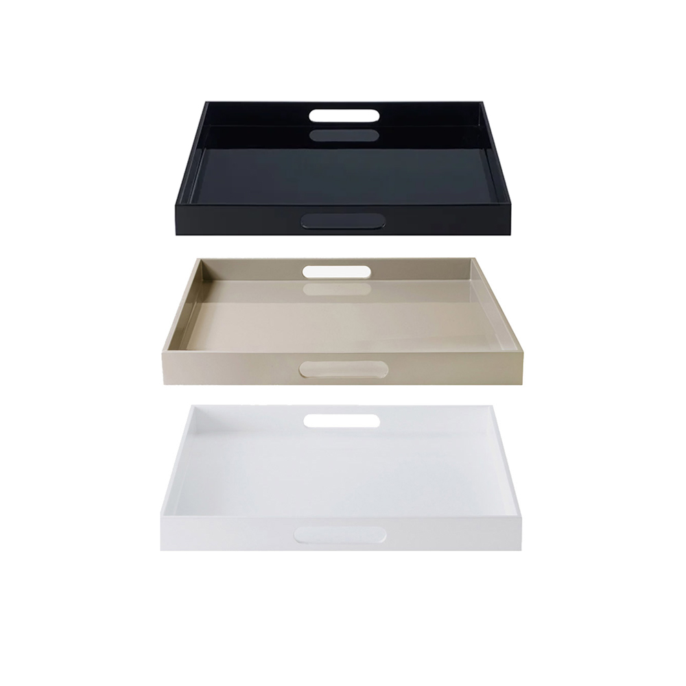 Mojoo Lux Square Lacquer Tray with Handles, 40x40cm