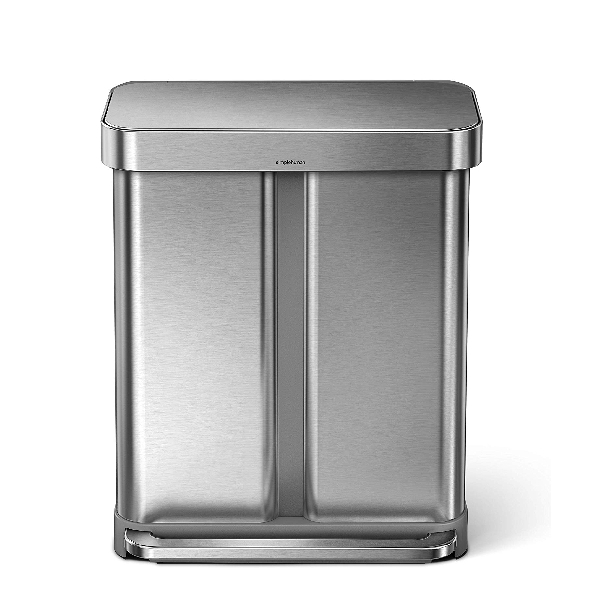 simplehuman Rectangular Bin Recycler, 58L, Steel