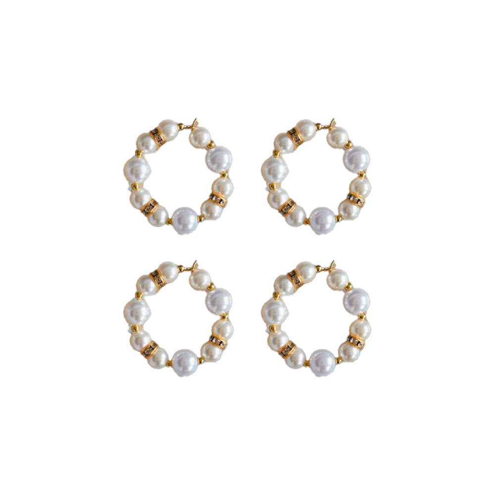 EVADAY Pearls Napkin Rings, Set of 4
