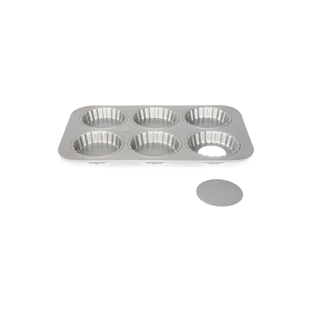 Patisse Silver Top Round Quiche Pan, 6 Cavities