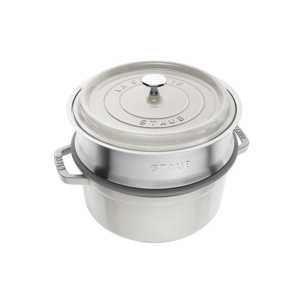 كسرولة حديد زهر بيضاء مع مصفاة 26 سنتم، ستوب