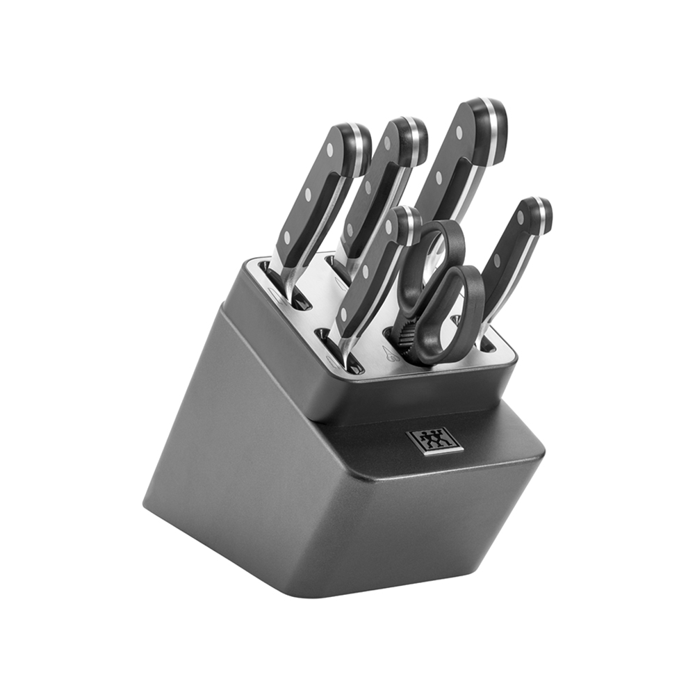 طقم 5 سكاكين مع حاملة مسن ذاتي ومقص، برو، زويلينج