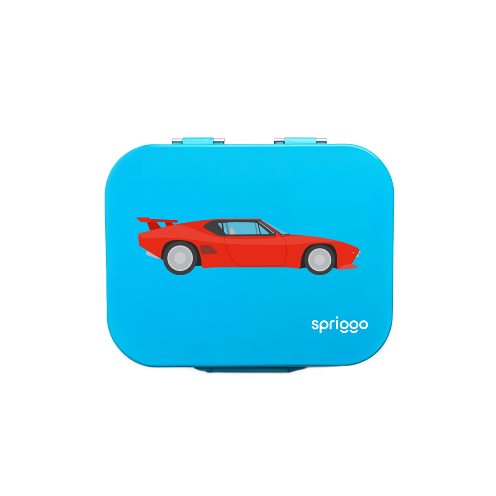 Spriggo Vault Pro Kids Lunch Box with Side Scoop, Rider Car