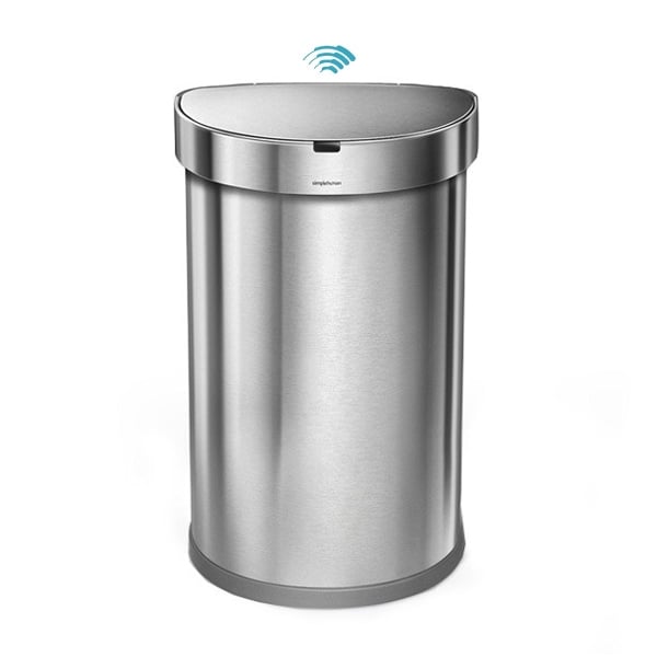 سلة مهملات شبه دائرية استشعارية مع جيب للأكياس، سيمبل هيومان-Simplehuman