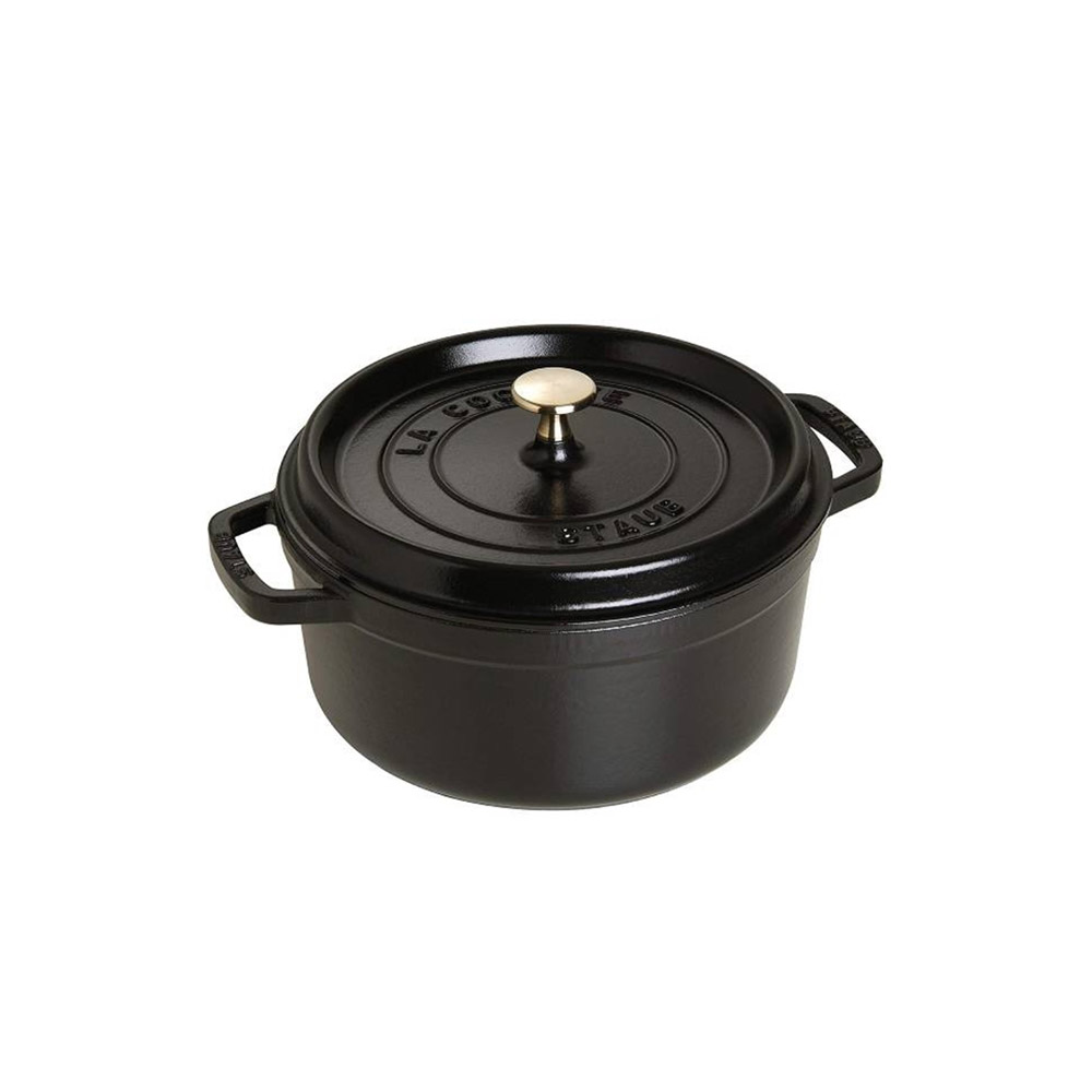 Staub La Cocotte Cast Iron Round Casserole Black Matte, 24cm