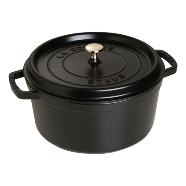 Staub La Cocotte Cast Iron Round Casserole Black Matte, 30cm