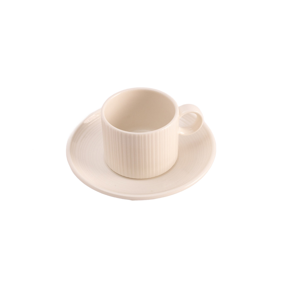 كوب اسبريسو مع طبق 85 مل تصميم توضيب متداخل كونكورد، ستيلايت