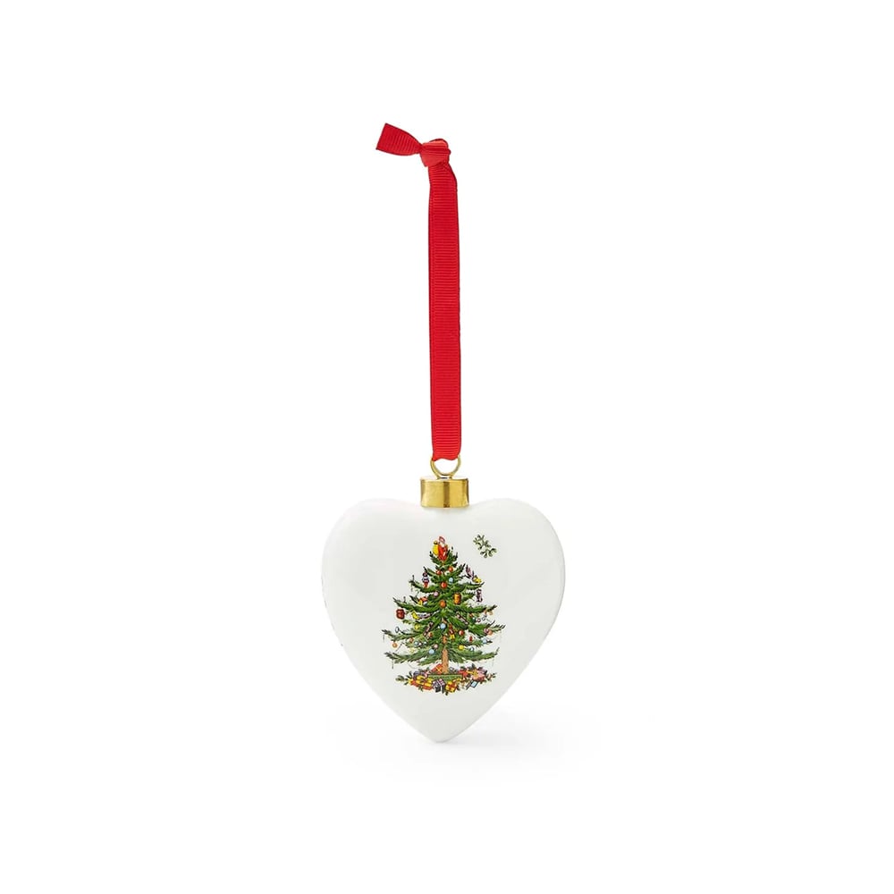 Spode Christmas Tree Puffed Heart Ornament