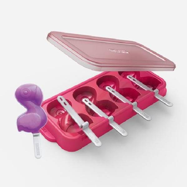 صينية 4 قوالب مصاصات مثلجة شكل فلامنغو، زوكو