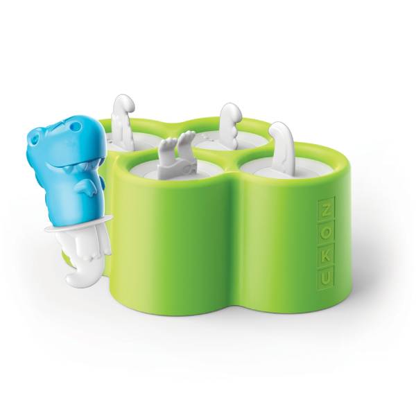 قالب مثلجات، 4 فتحات، تصميم ديناصورات، زوكو